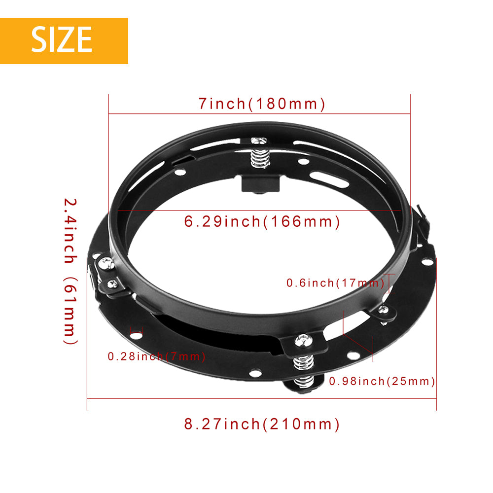 7 Inch Round LED Headlight Mounting Brackets-Black/Chrome