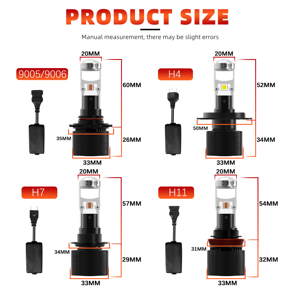 Y9 Mini Projector 6000K Led Headlight Bulbs