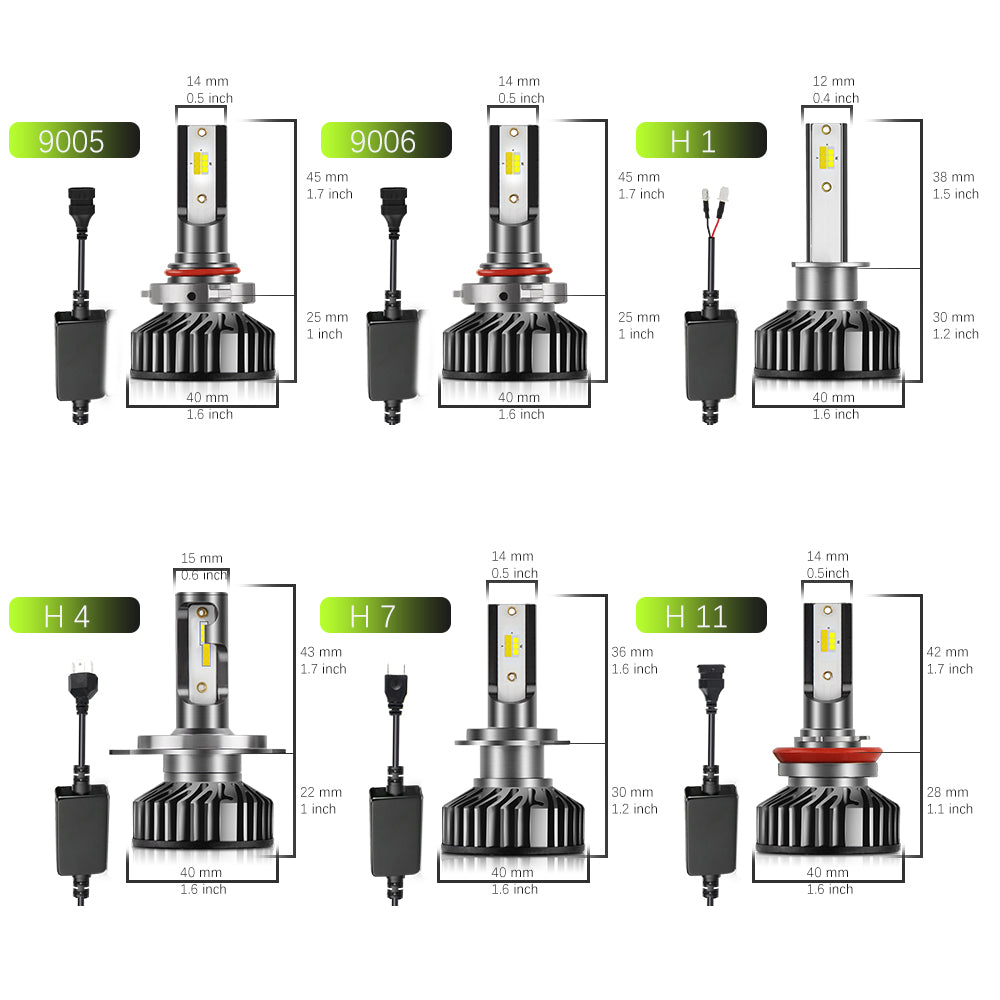 All size of F2D Plus Dual Color LED Headlight Bulb