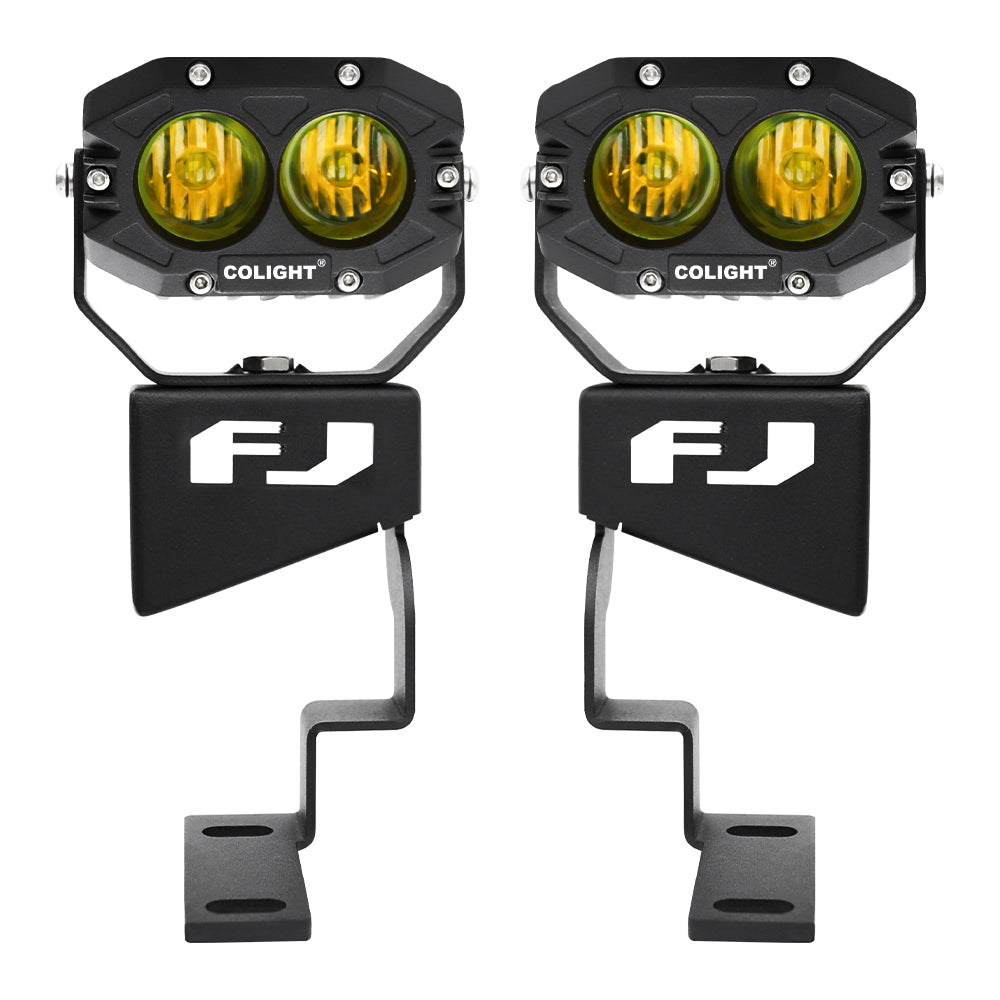 2007-2016 Toyota Fj Cruiser Hood Mounting Brackets With Colight Rob2 Pro Diffused Light Pods