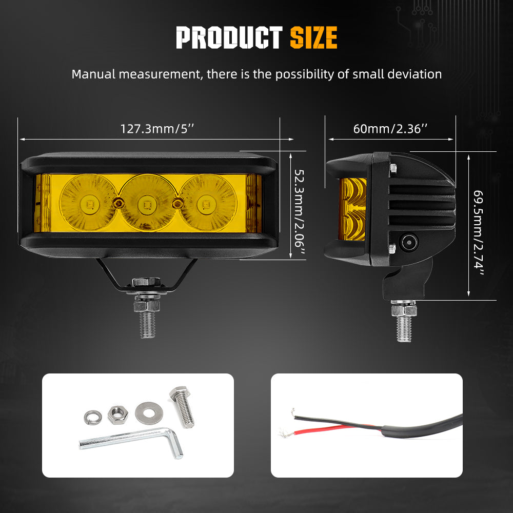 5 Inch Side Shooter Combo Beam Work Light Bar Size Demension