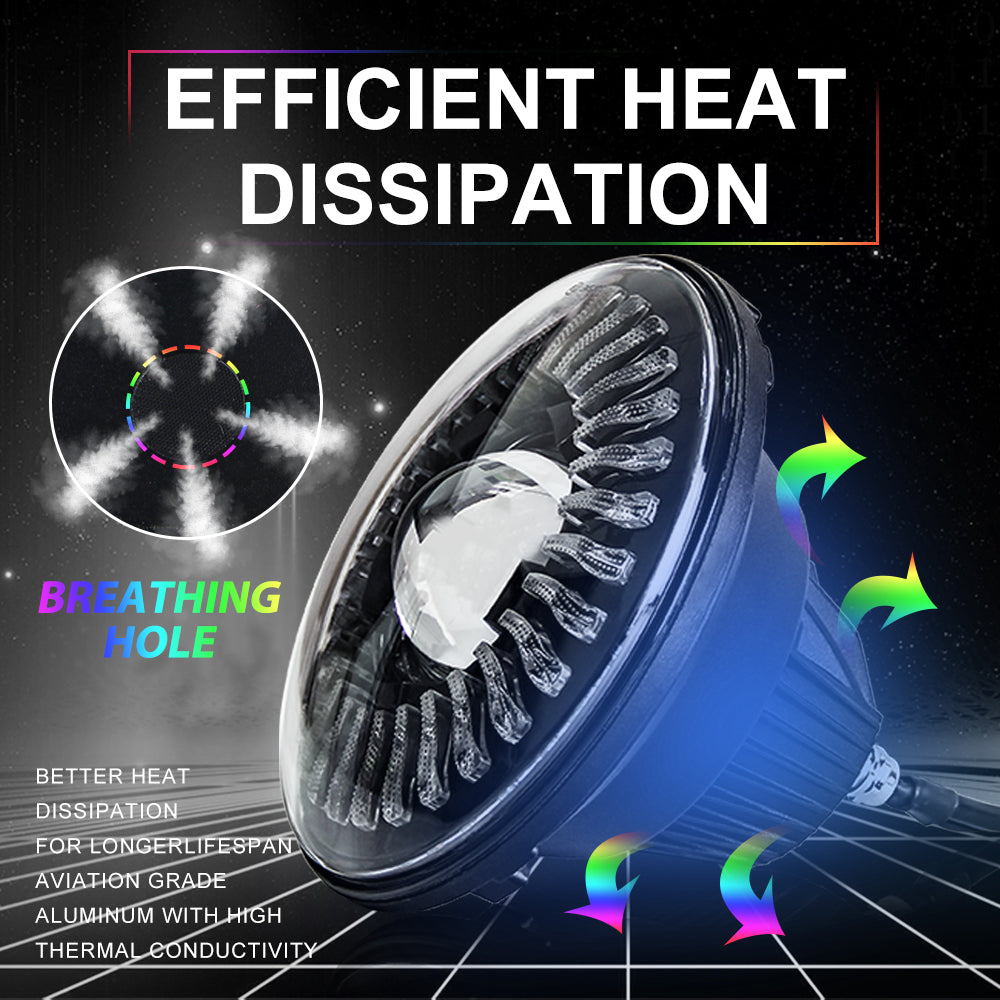 Colight 7inch Round RGB Halo Headlights
