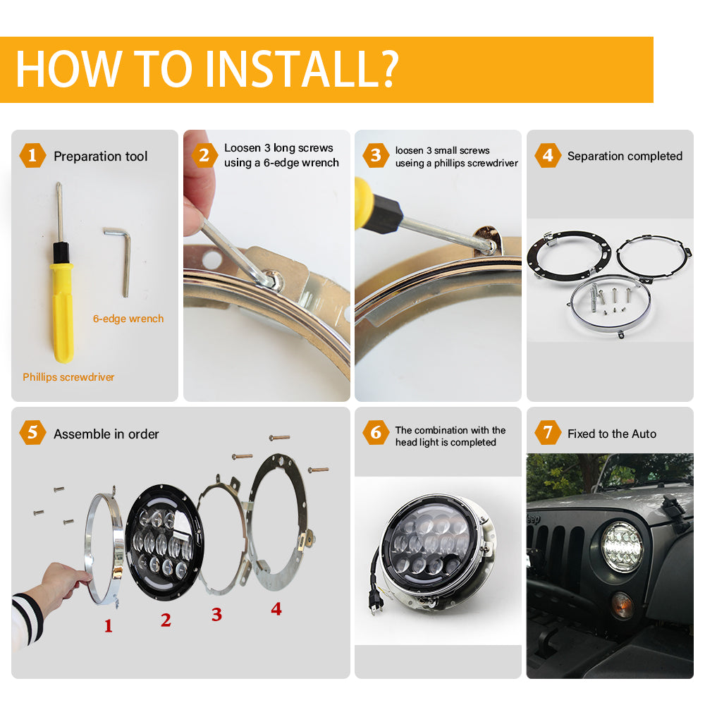 7 Inch Round LED Headlight Mounting Brackets