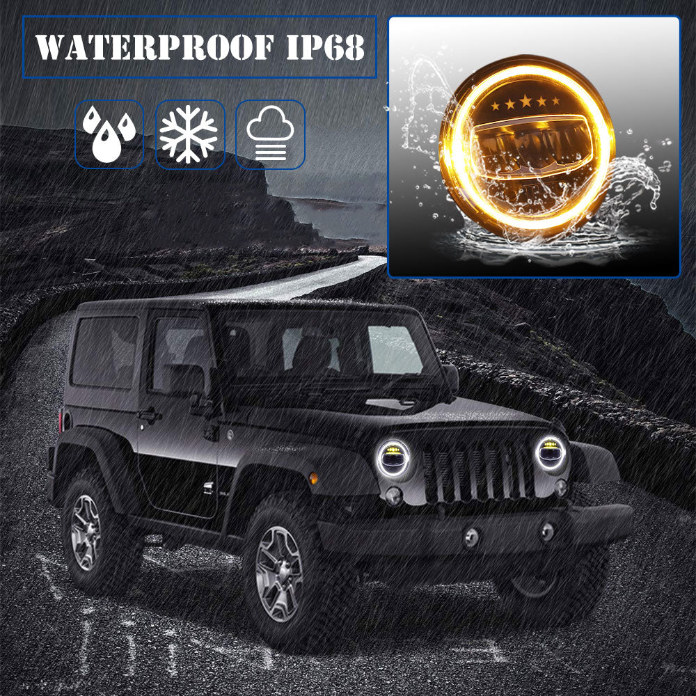 Colight 7" Dual Color DRL Yellow 5-Stars Headlights