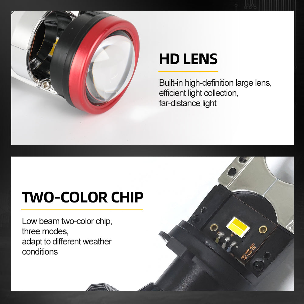 Y7S Tri-color Mini Lense H4 Bulbs For Reflector Headlight