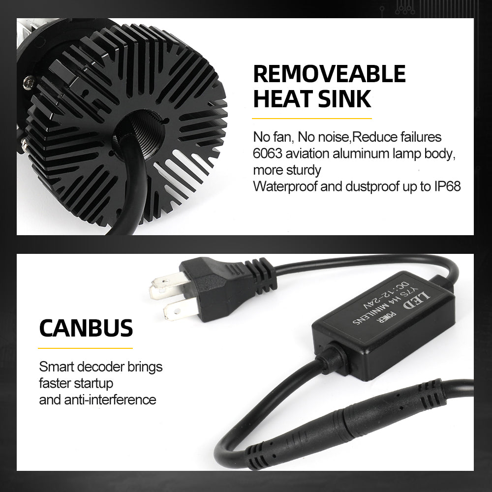 Y7S Tri-color Mini Lense H4 Bulbs For Reflector Headlight