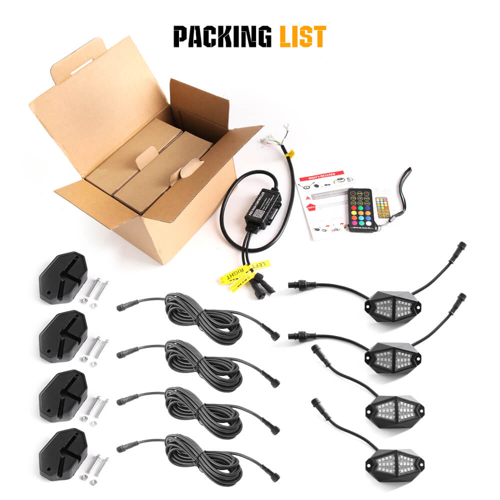 COLIGHT RGB Rock Lights 210 Degrees Wide Angle With Remote/App Controller