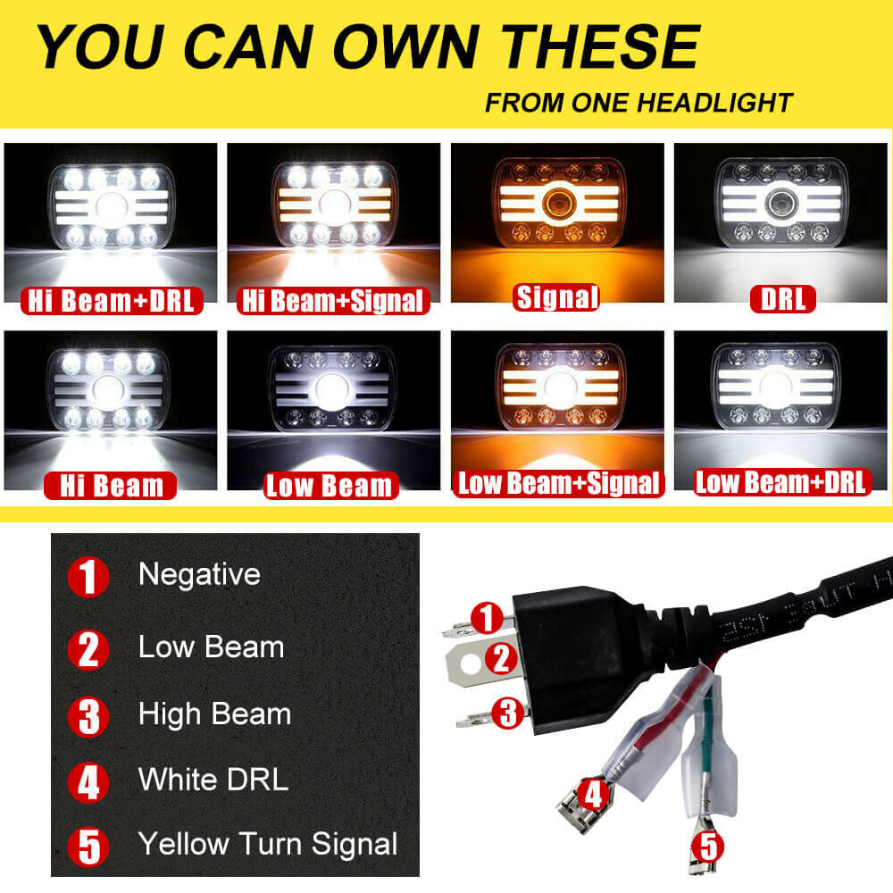 CO LIGHT 5x7 Inch Square Headlights Functions