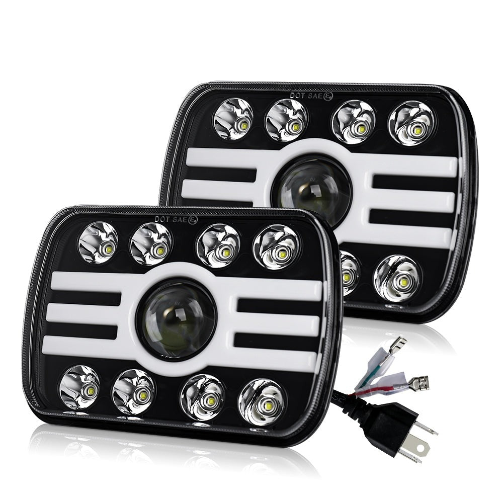 CO LIGHT 5x7 Inch Square Headlights With White/Amber DRL