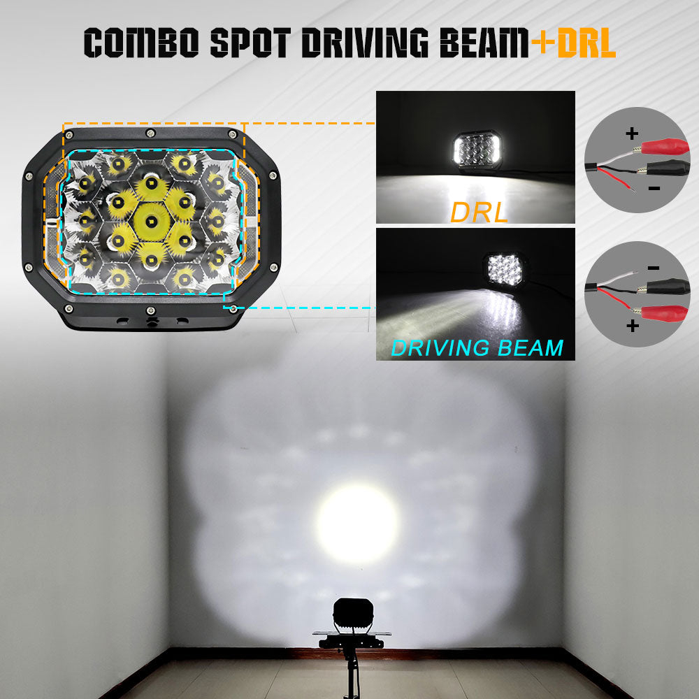 Mars Series 5x7inch Square Main beam and DRL light output