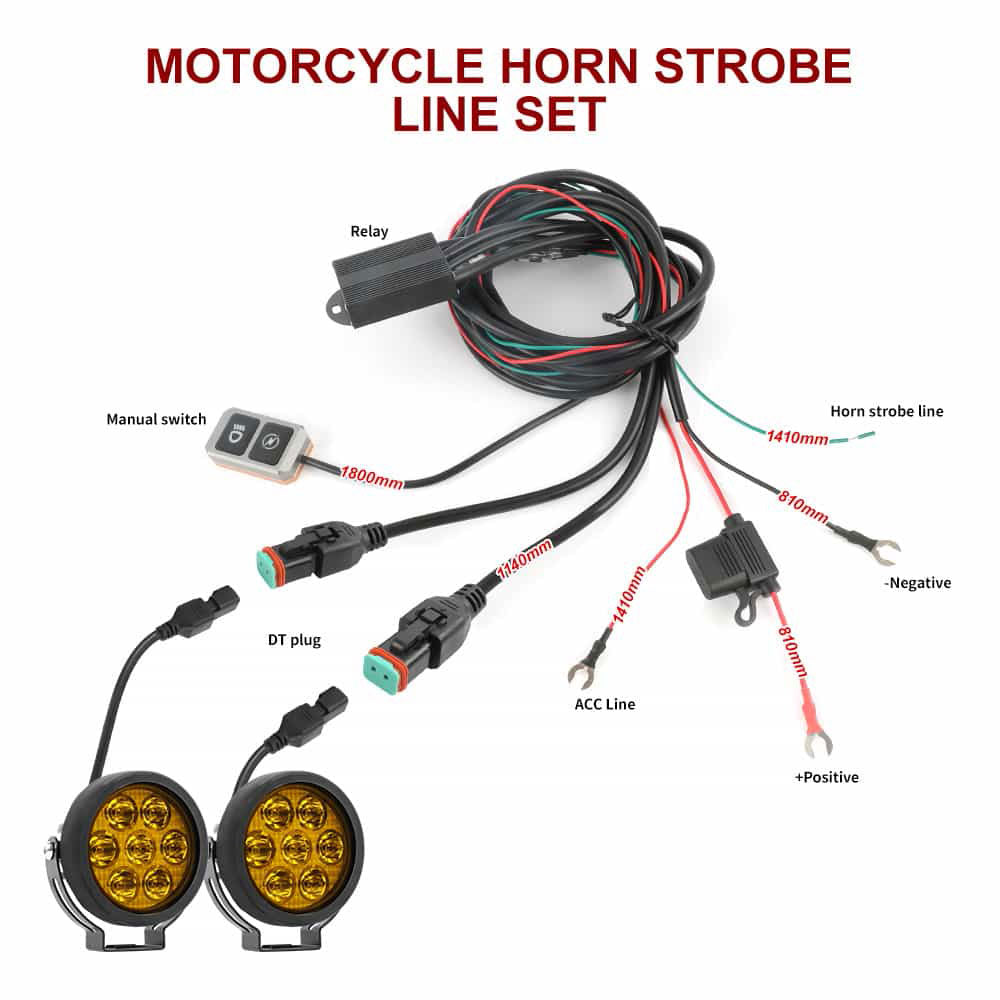Assemblage de fils clignotants déclenché par klaxon de moto avec connecteur DT 16AWG