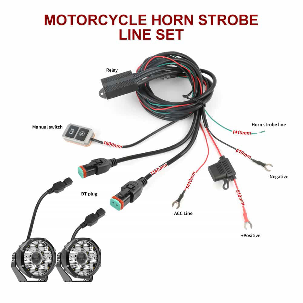 Assemblage de fils clignotants déclenché par klaxon de moto avec connecteur DT 16AWG