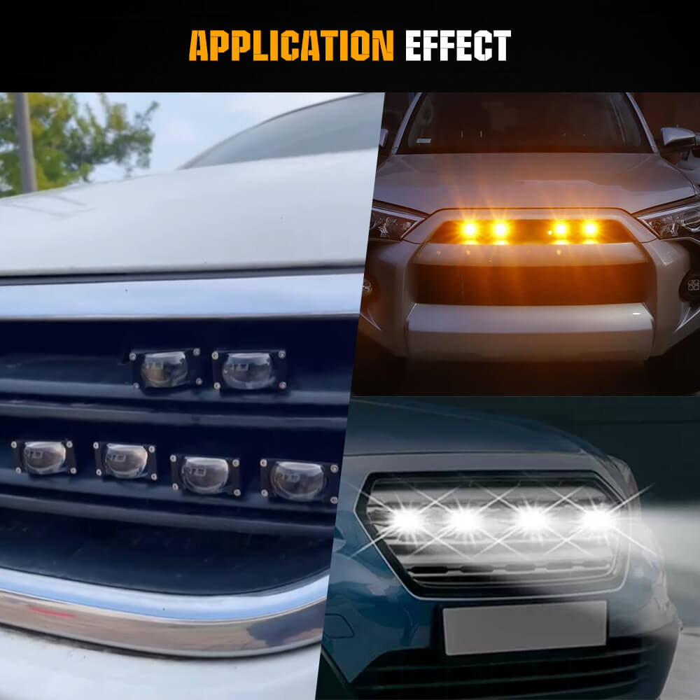 2.5 Inch Super Slim Yellow&White Dual Beam Bi-Led Projector Grille Lights(Set/2pcs)