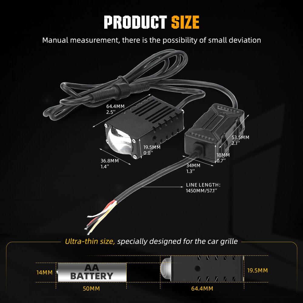 2.5 Inch Super Slim Yellow&White Dual Beam Bi-Led Projector Grille Lights(Set/2pcs)