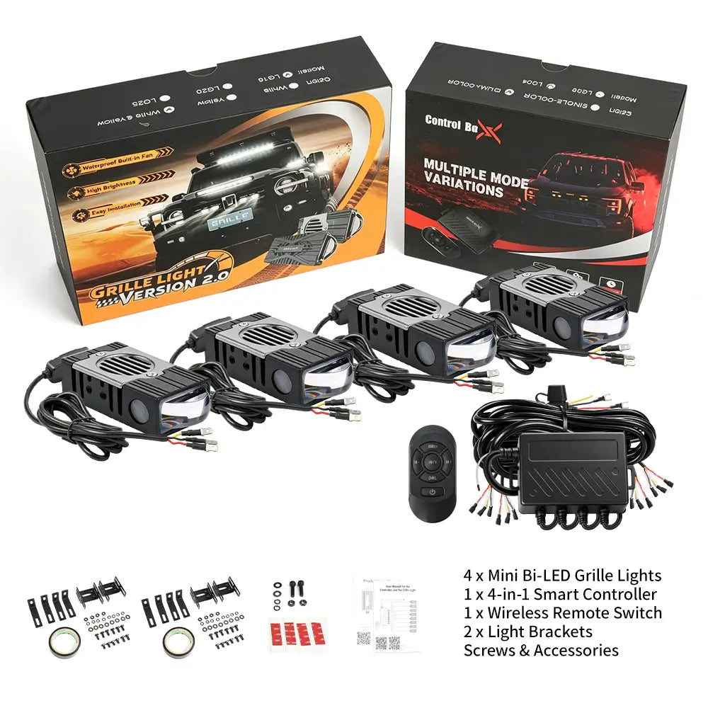 2.5 Inch Dual Beam Bi-Led Projector Grille Lights With Controller For 4/6/8 Lights