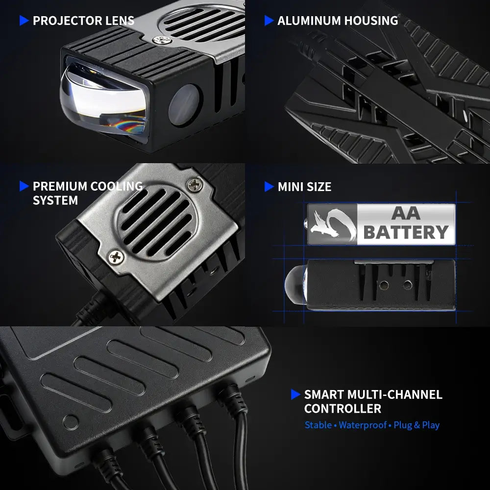 2.5 Inch Dual Beam Bi-Led Projector Grille Lights With Controller For 4/6/8 Lights