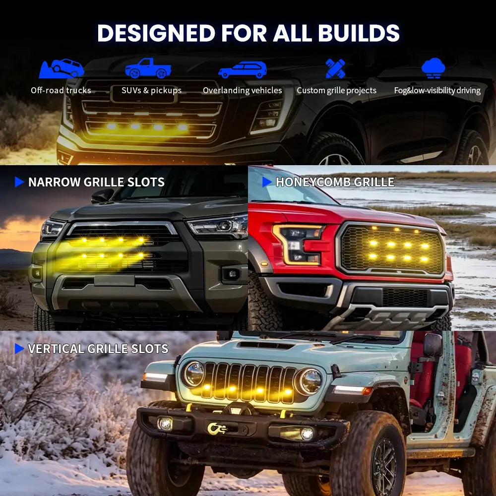 2.5 Inch Dual Beam Bi-Led Projector Grille Lights With Controller For 4/6/8 Lights