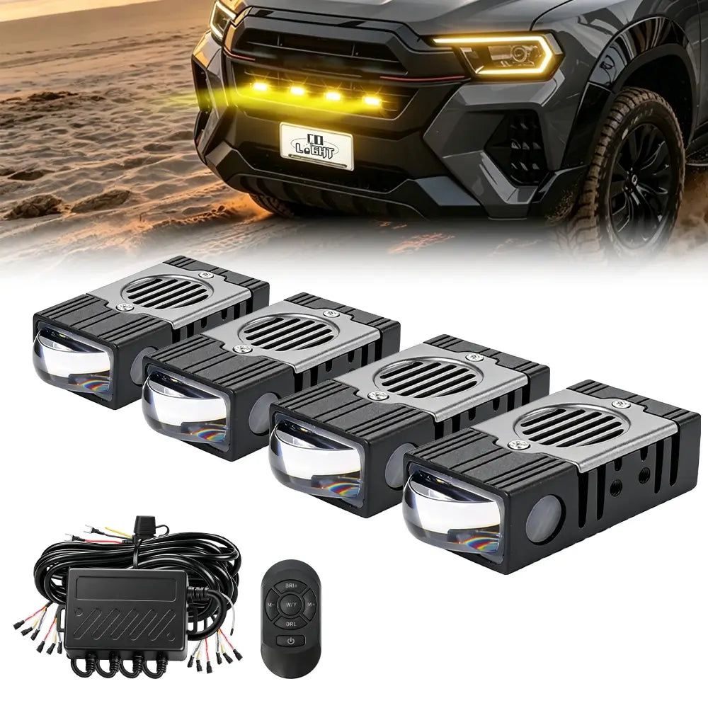 2.5 Inch Dual Beam Bi-Led Projector Grille Lights With Controller For 4/6/8 Lights