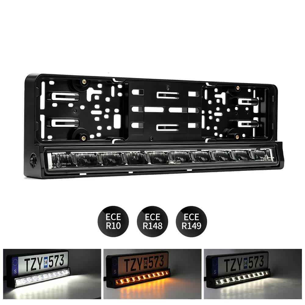 20" European License Plate Mounted LED Light Bar with Dual-Color DRL | ECE R149