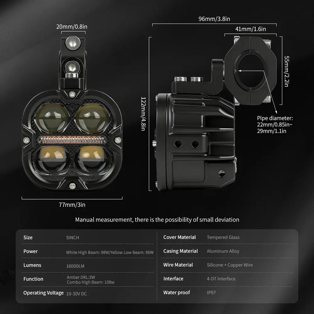3inch DDF Pro Series LED Auxiliary Motorcycle Lights(Set/2pcs)
