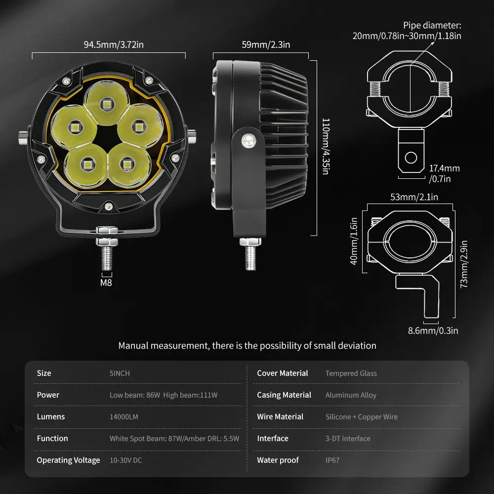 3.5inch Atlas Series Multi-Mode LED Motorcycle Auxiliary Lights(Set/2pcs)