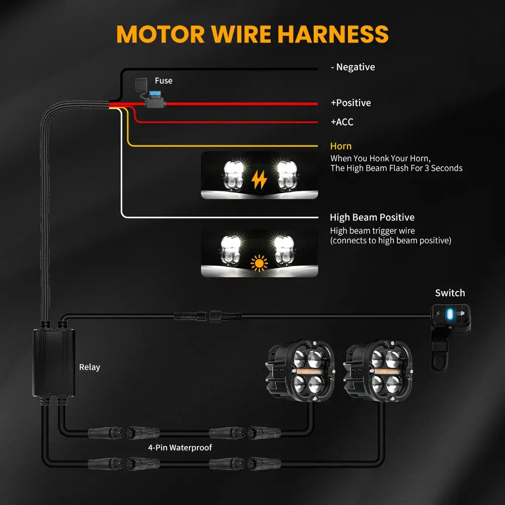 3inch DDF Pro Series LED Auxiliary Motorcycle Lights(Set/2pcs)
