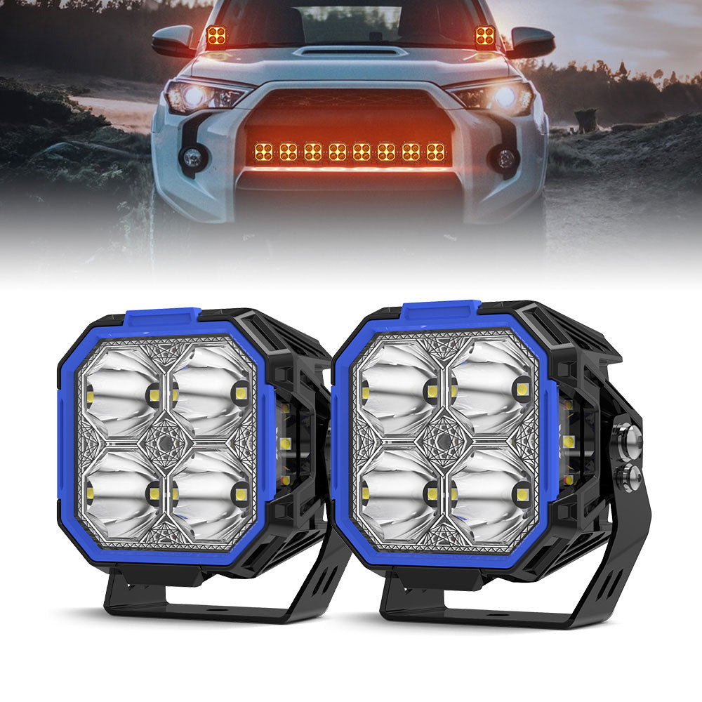 3inch Diamond Series Side Shooter Ditch Lights With White&Amber DRL