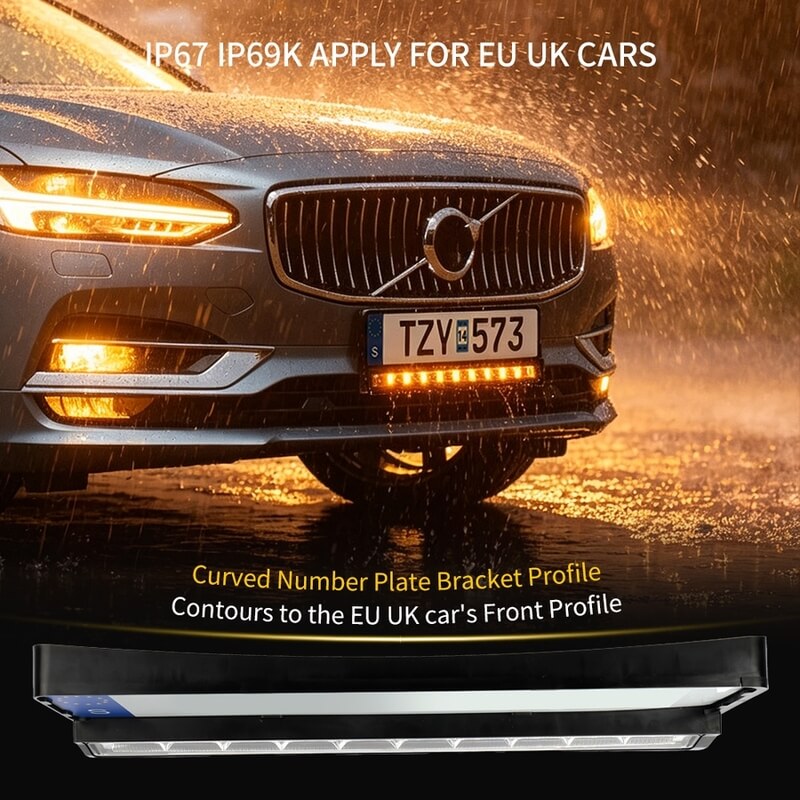 20" European License Plate Mounted LED Light Bar with Dual-Color DRL | ECE R149