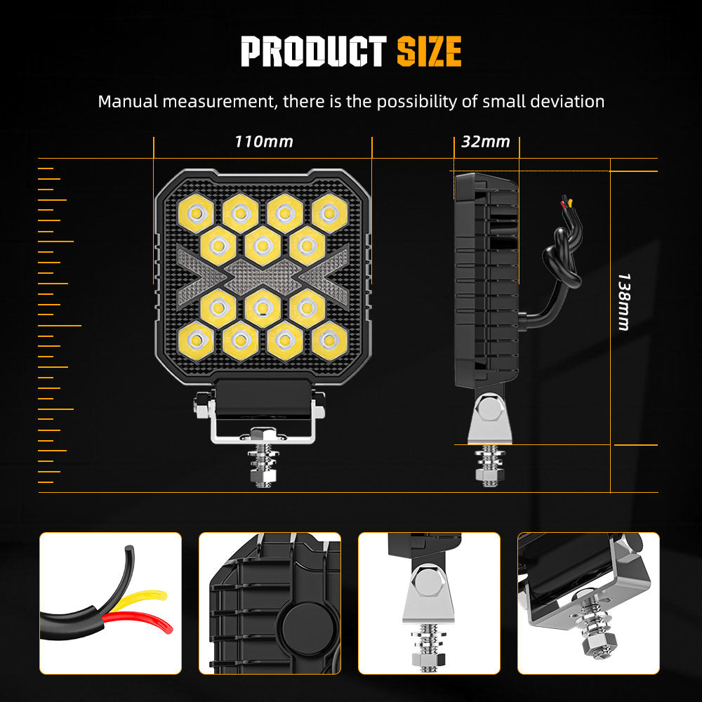 4inch DX Series Square Led Work Light White Beam With Amber DRL