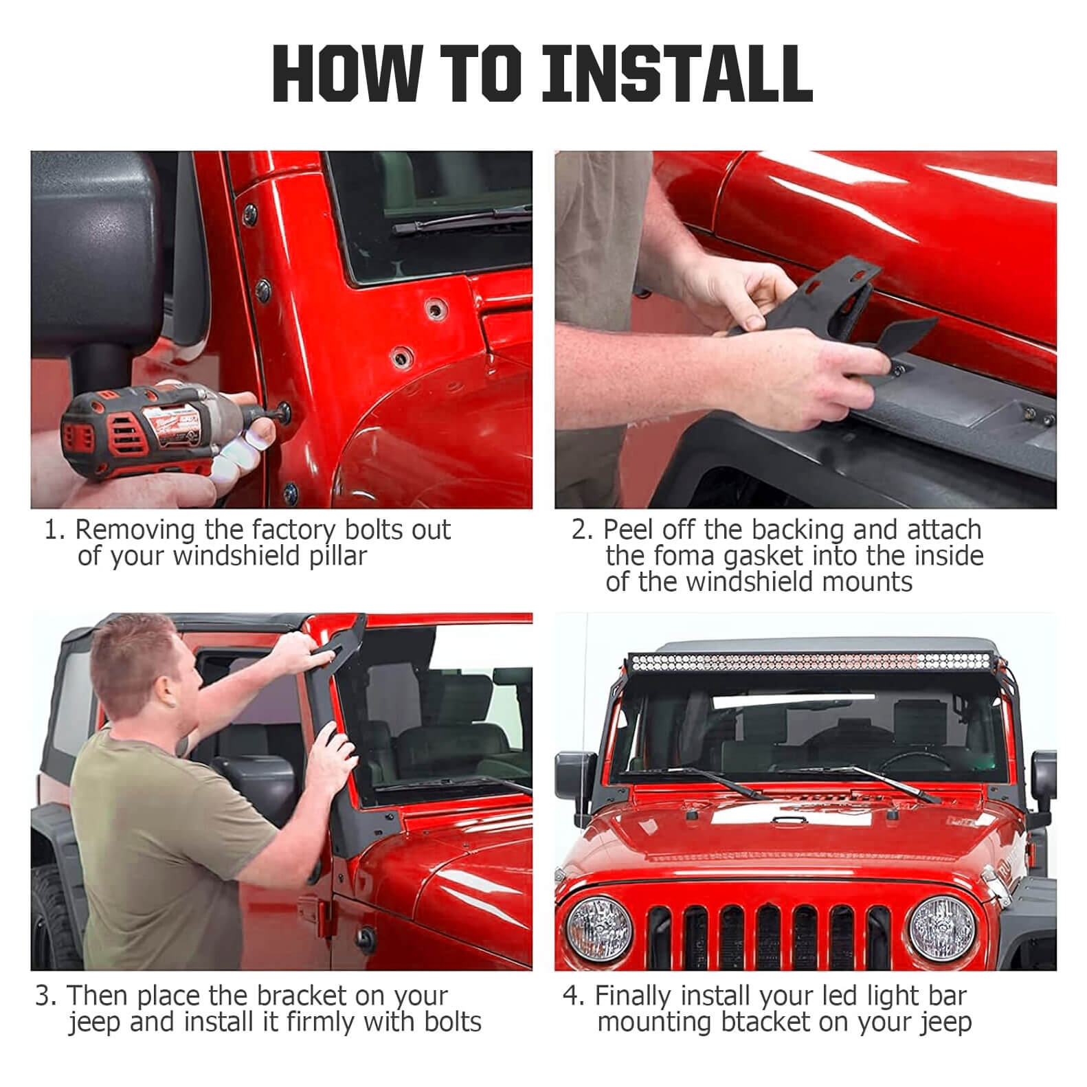 2018-2023 Jeep Wrangler JL 50-Zoll Lichtleiste Dachmontagehalterungen