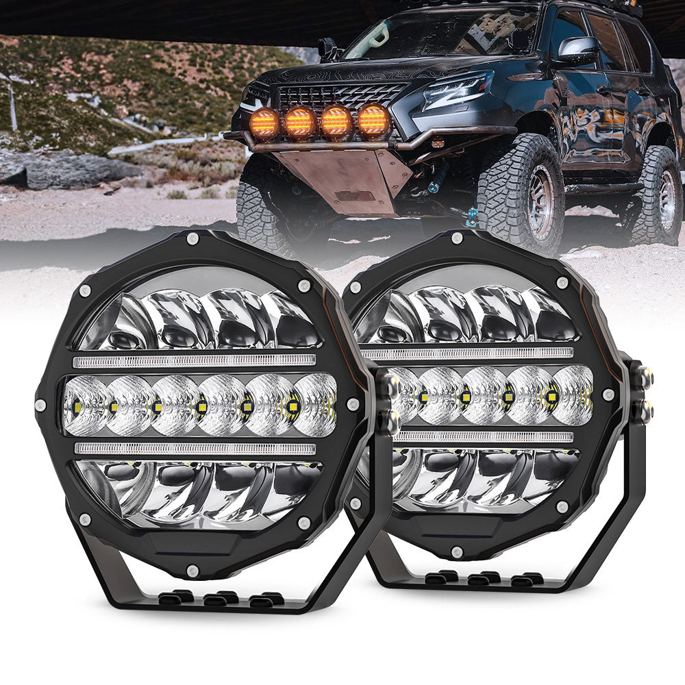 7inch Round L5 Series Offroad LED Driving Light With White&Yellow DRL