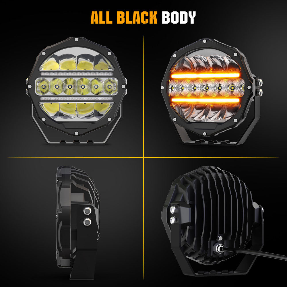 7inch Round L5 Series Offroad LED Driving Light With White&Yellow DRL