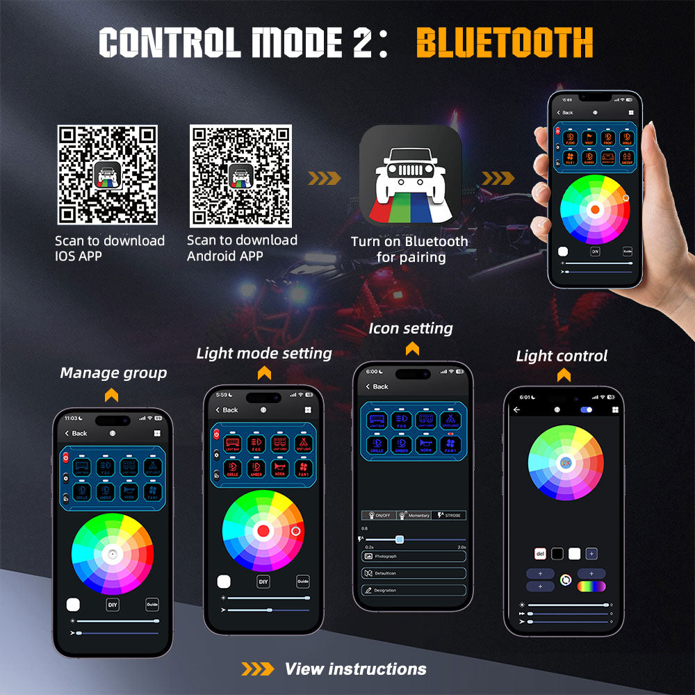 New 8 Gang RGB Switch Panel System With ACC Wire and App Control