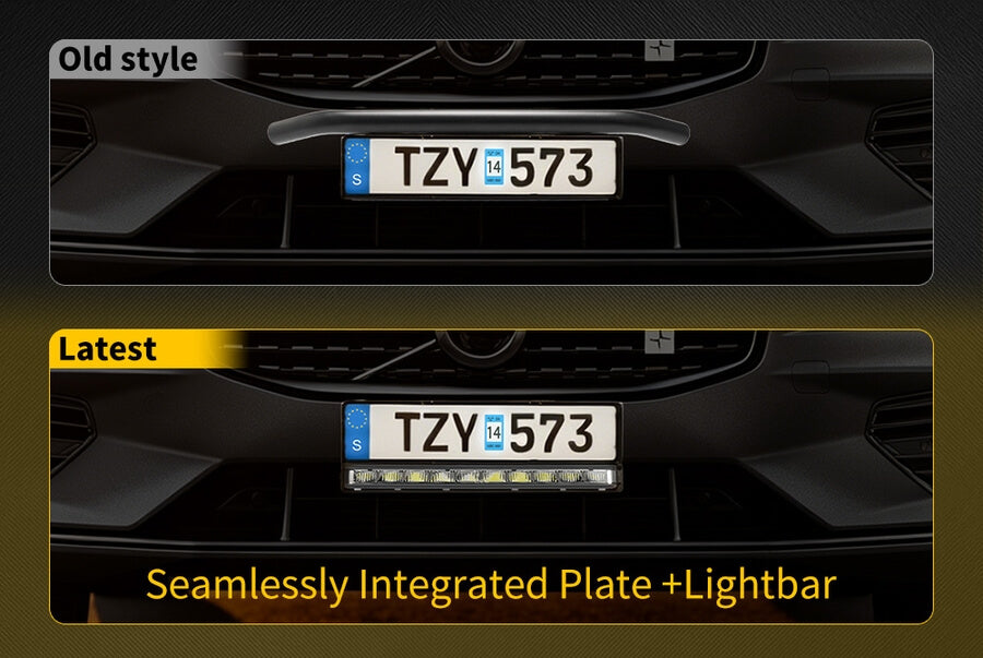 20" European License Plate Mounted LED Light Bar with Dual-Color DRL | ECE R149