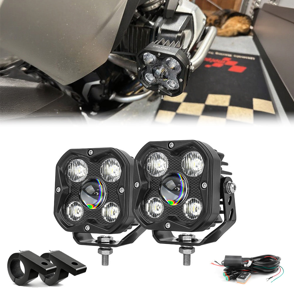COLIGHT HD-Serie 3-Zoll-Motorrad-Zusatzscheinwerfer – weißes Licht (Set/2 Stück)