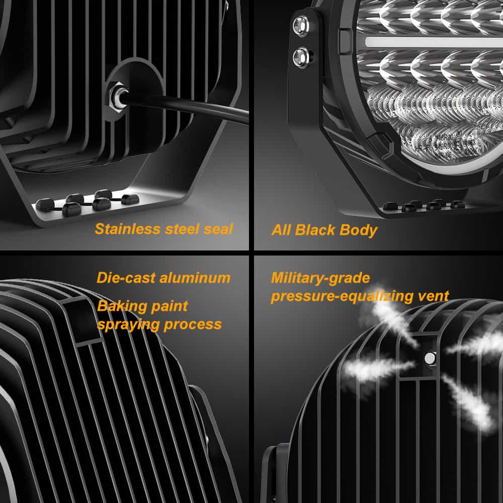 COLIGHT 9-Zoll TrailBlazer Serie E9 gekennzeichnete LED-Fahrlichter mit gelbem & weißem Tagfahrlicht (Set/Paar)