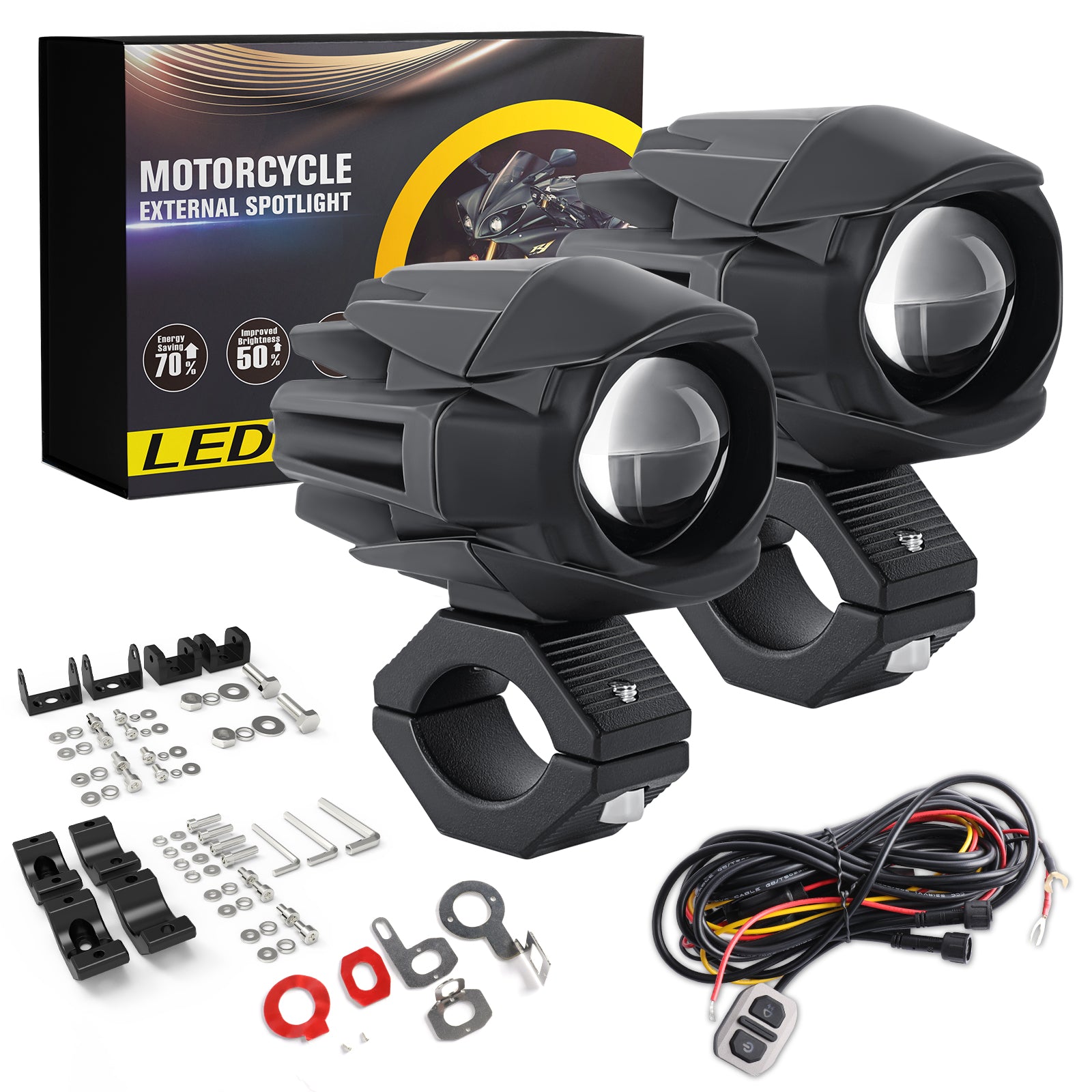 COLIGHT 3inch MF Series Dual Beam Dual Color Motorcycle Lights With Wire Harness