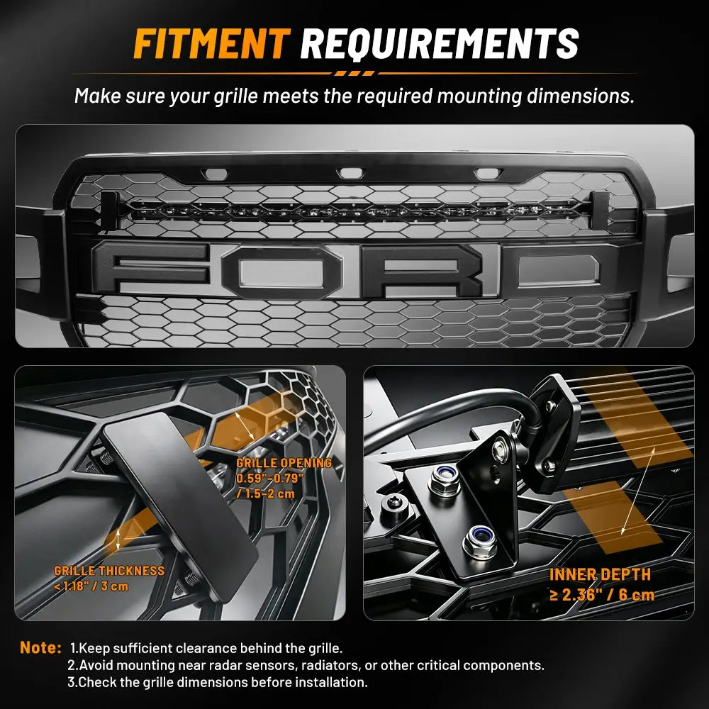 Grille-Mounted Curved LED Light Bar Kit for Trucks & SUVs
