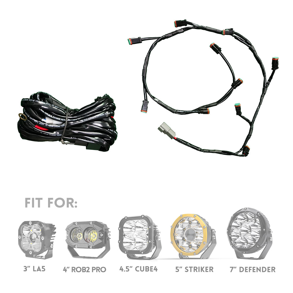 DT 2 Pin Splitter Wire Harness Kit For 4/5/6/7/8/9/10 Lamps