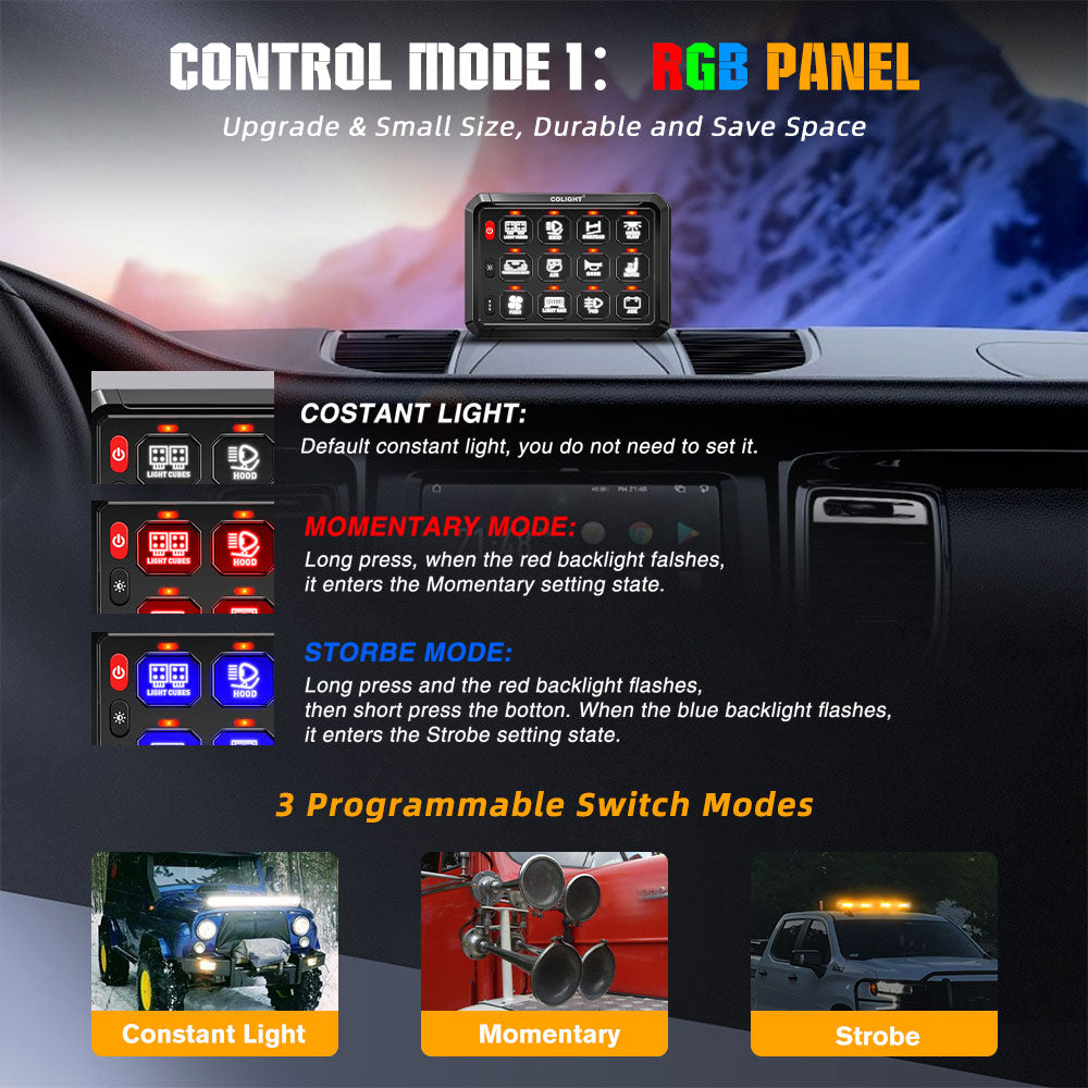 New 12 Gang RGB Switch Panel System With ACC Wire and App Control