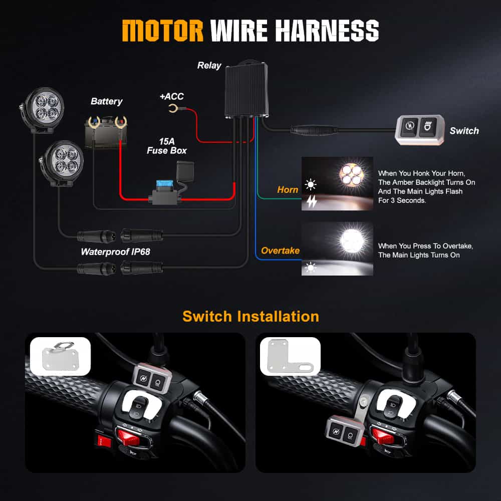 CO LIGHT 3.5inch D03 Series Motorcycle Lights With Amber Backlight