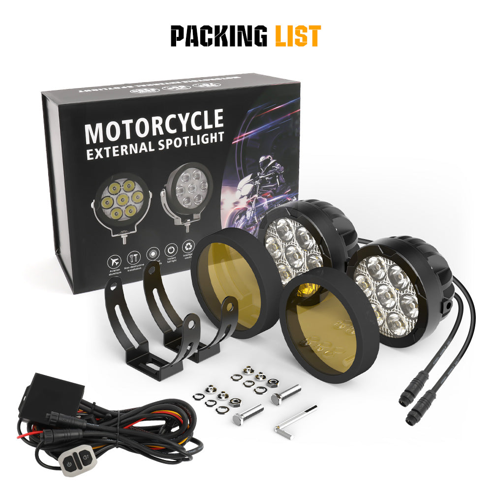 COLIGHT 4.5inch D07 Series Round Motorcycle Lights With Waterproof Wire Harness(Set/2pcs)