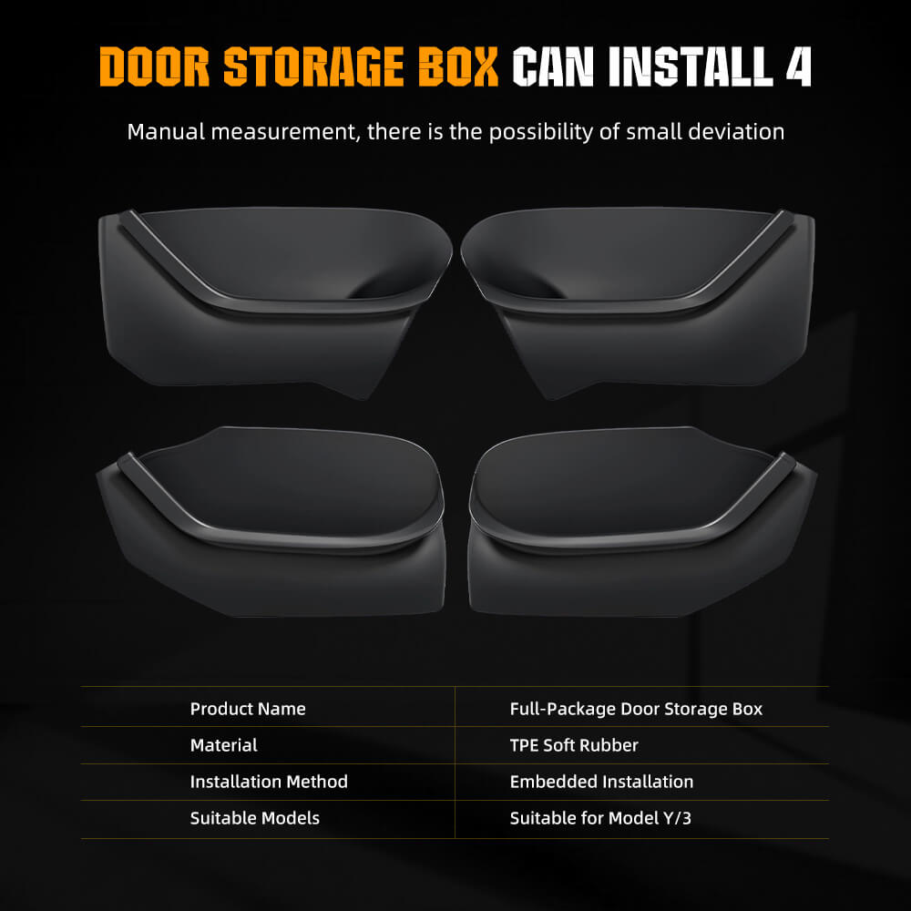Tesla Model Y Full Cover TPE Waterproof Door Side Storage Box (Set/4pcs)