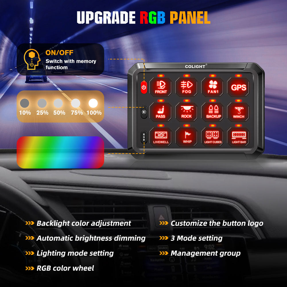 New 12 Gang RGB Switch Panel System With ACC Wire