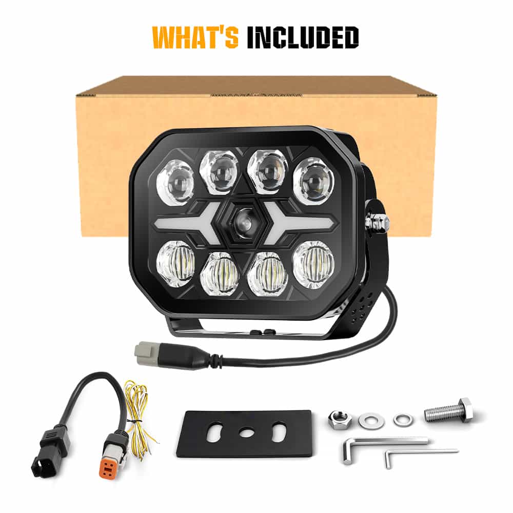 5x7inch Vortex Series LED Projector Driving Light with Dual-Color DRL