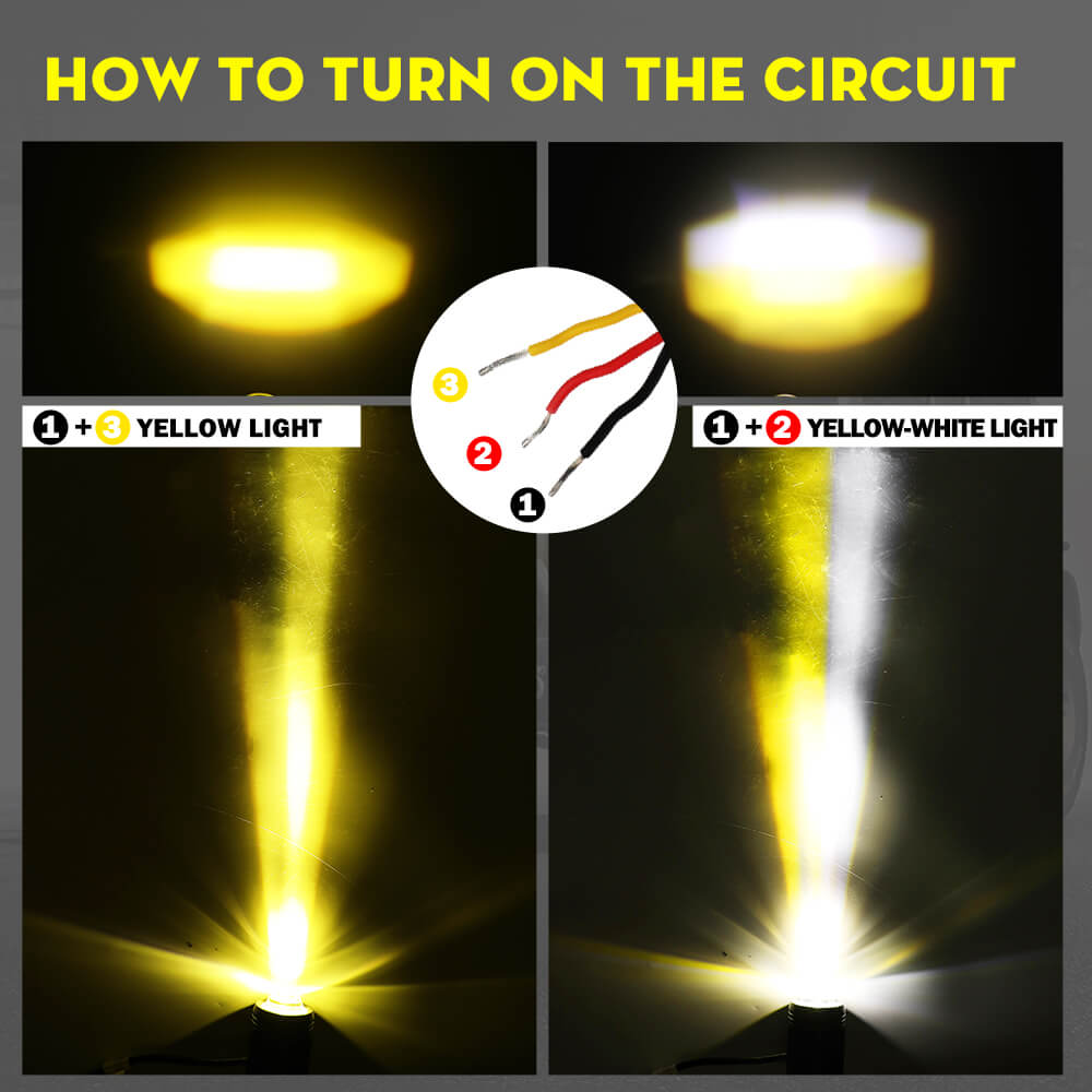 2 Inch White&Yellow Hi-Lo Beam Mini Motorcycle Auxilary Lights