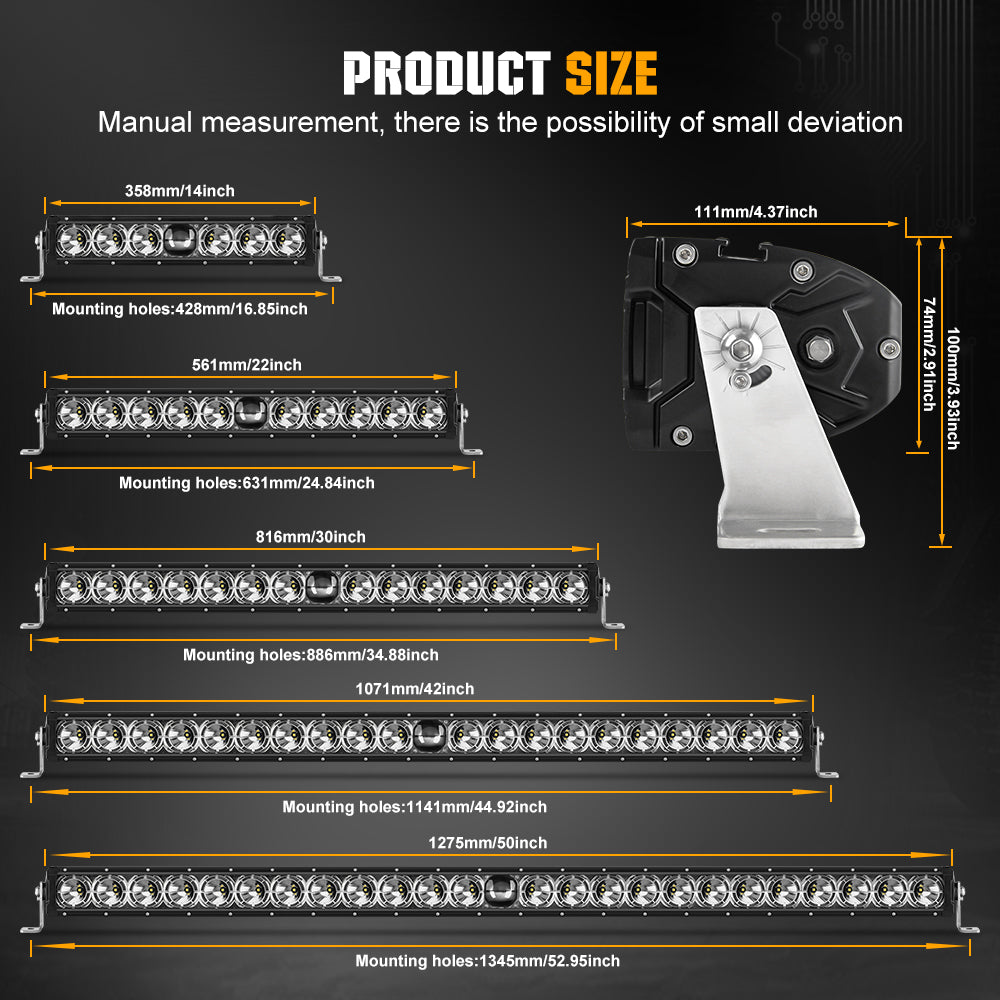 14inch/22inch/30inch/42inch/50inch singler row laser light bar with DRL