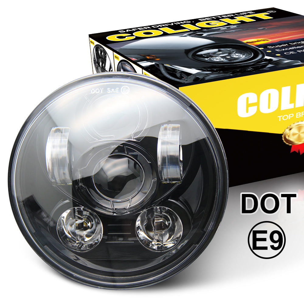 CO LIGHT 5.75" Chrome/Black Projector Motorcycle LED Headlamp