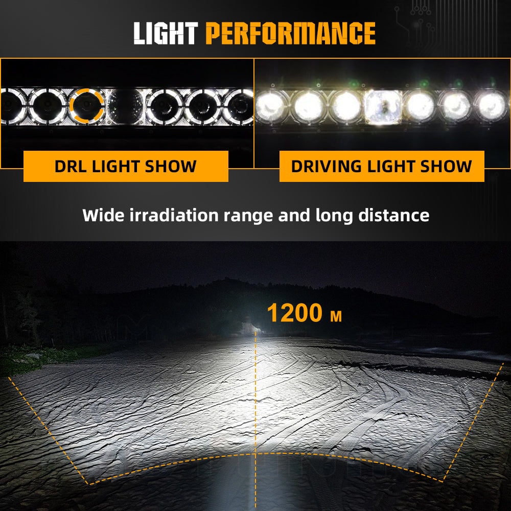 Outdoor light performance of CO LIGHT 14-42 Inch Single Row Offroad Laser Light Bars With DRL Lights