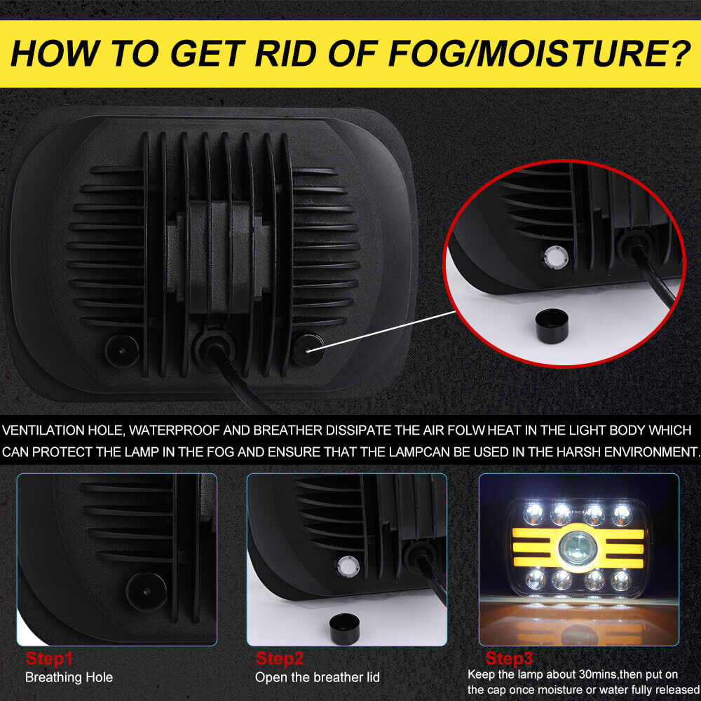 CO LIGHT 5x7 Inch Square Headlights breath hole